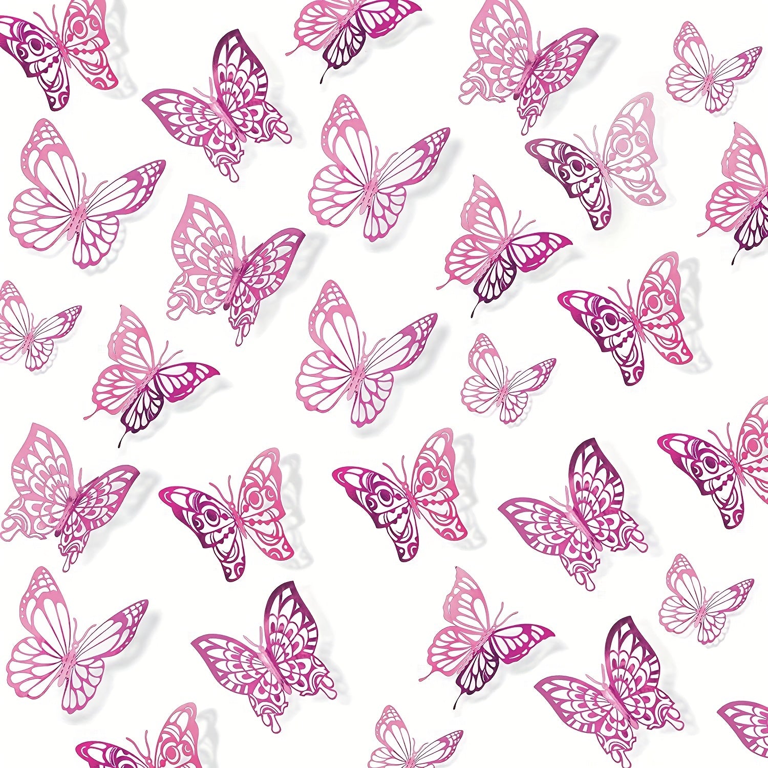 72pcs 3D Butterfly Wall Decor Stickers Silvery Party Decorations