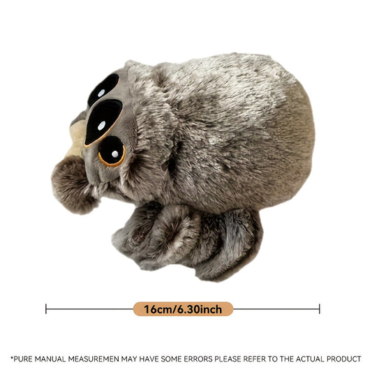 Gray & Brown Plush Spider Toy with Expressive Eyes Soft Stuffed Animal