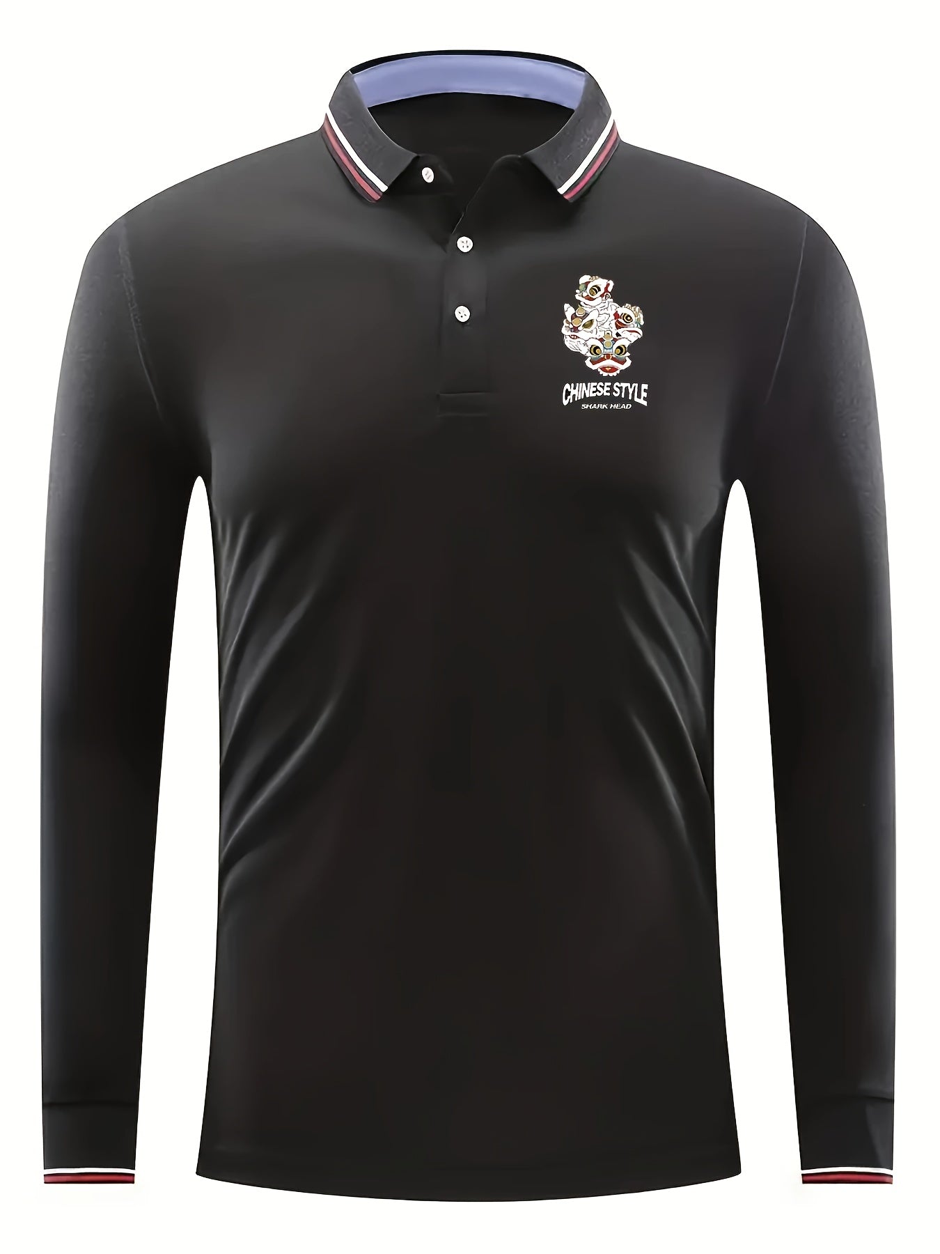 Lion Dance Pattern Men's Long Sleeve Shirt