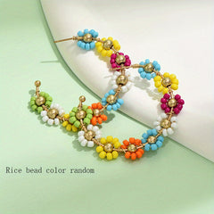 Bohemian Hoop Earrings Beaded O Shape