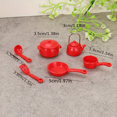 6pcs Mini Kitchen Utensils Boiling Pot Pan Spoon for Dollhouse Kitch