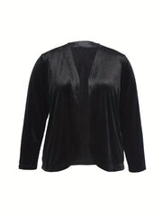 Women's Plus Satin Long Sleeve Open Front Cardigan