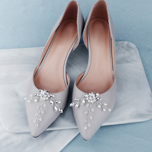 Crystal Pearl Rhinestone Shoe Clips for Wedding Party