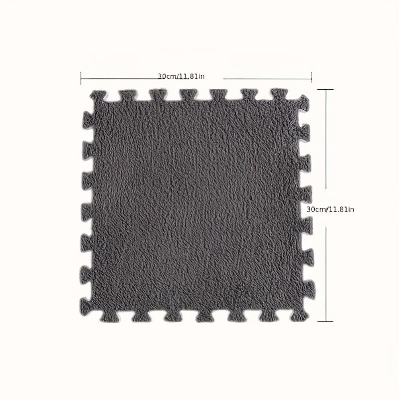 4pcs Soft Velvet Foam Puzzle Floor Mat Washable Plush Puzzle Carpet