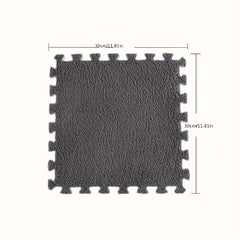 4pcs Soft Velvet Foam Puzzle Floor Mat Washable Plush Puzzle Carpet