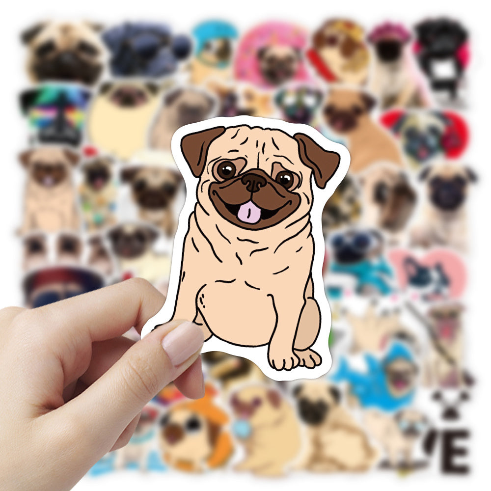 50 Cute Pug Dog Stickers - Ideal for Pug Lovers, Kids & Teens