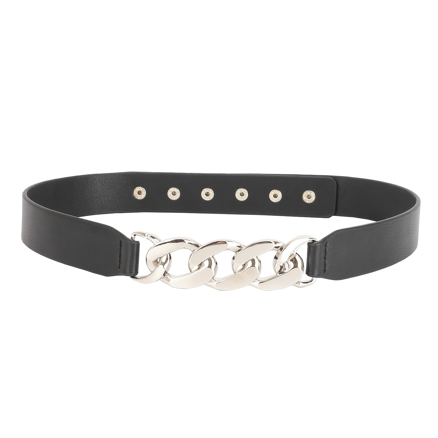 Chain Buckle Ladies Belt Women Skinny Waist Belt with Golden Metal Chain