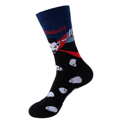 Halloween Cartoon Cotton Mid-calf Socks for Men and Women