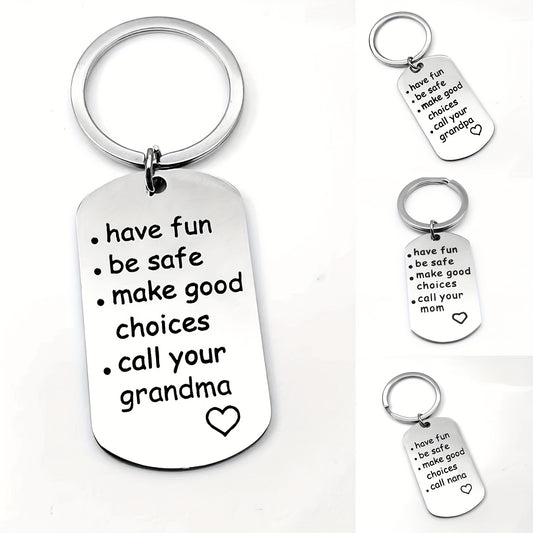 Stainless Steel Keychain Gift For Grandchild Son Daughter Key Ring