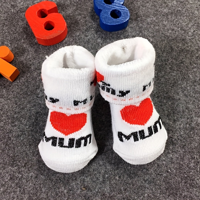 Newborn Knit Socks I LOVE MUM I LOVE DAD Cotton Socks