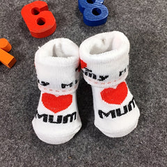 Newborn Knit Socks I LOVE MUM I LOVE DAD Cotton Socks