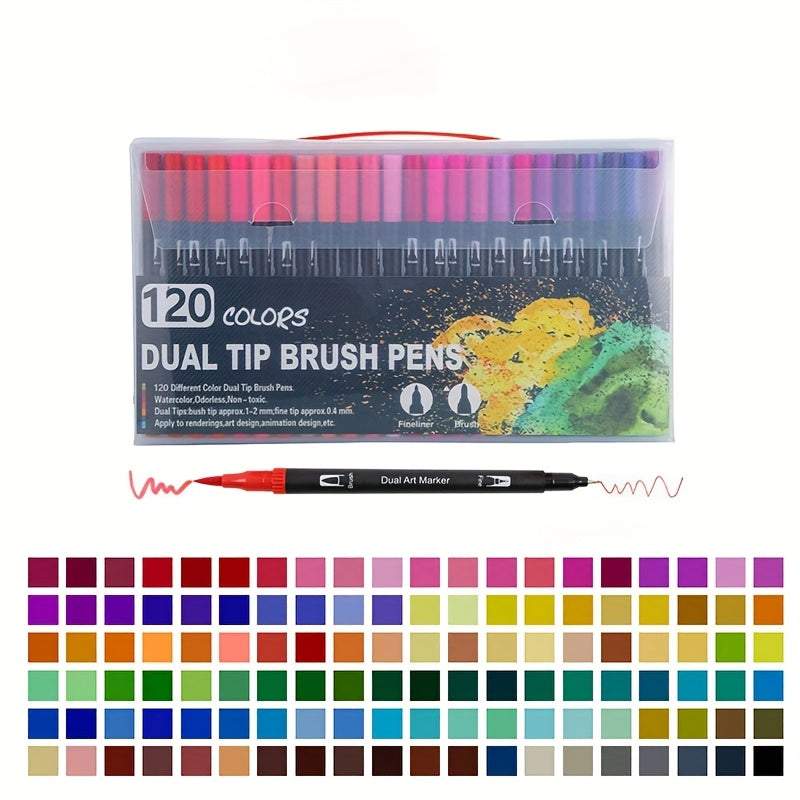 24 72 120 Dual Headed Watercolor Pens Set with Box