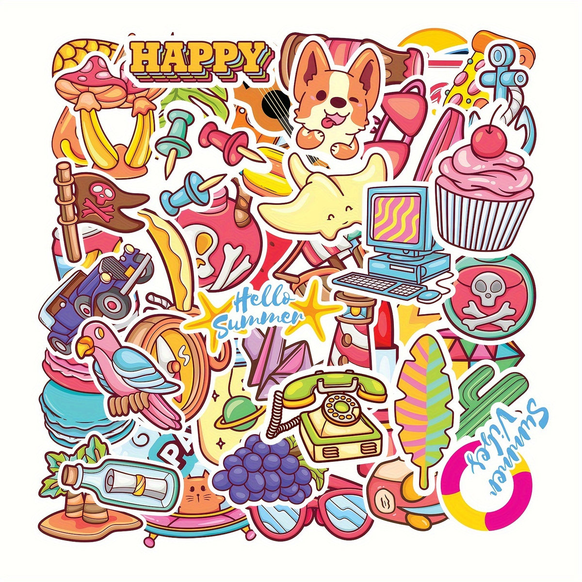 50pcs Waterproof Vinyl Stickers Water Bottles Laptop Skateboard