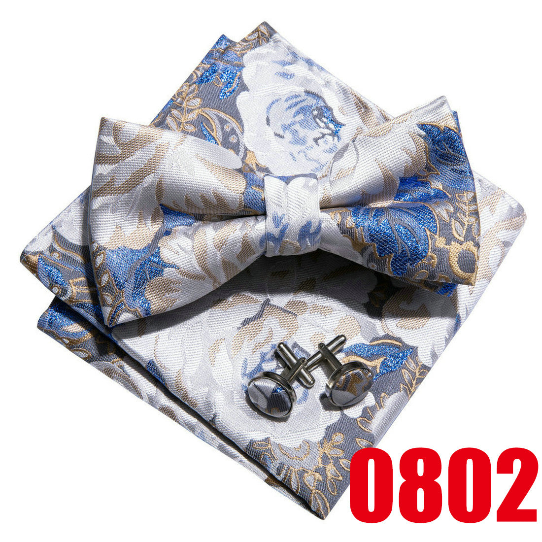Barry Wang Mens Pre Tied Bow Tie Hanky Cufflinks Set