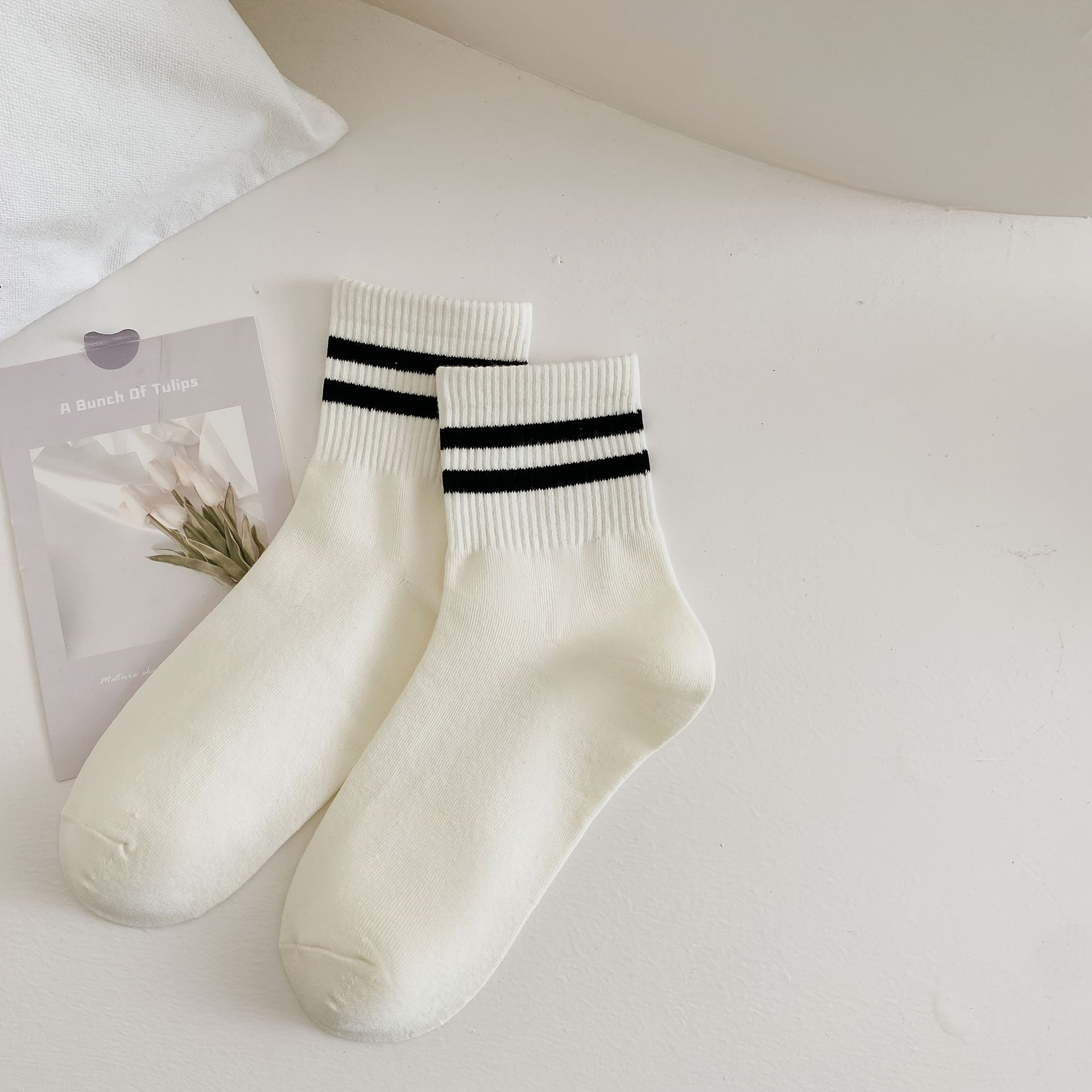 6 Pairs Striped Letter Print Socks Women's Stockings