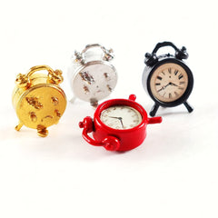 1:12 Scale Dollhouse Metal Alarm Clock Simulation Bedroom Scene Decor Model