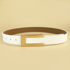 Geometric C Buckle Belt Vintage Solid PU Belt