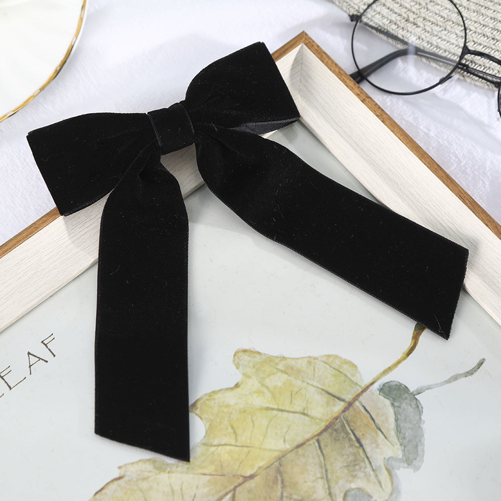 Velvet Ribbon Hair Clip Women's Fabric Solid Winter Hair Clip