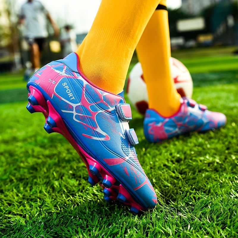 Boys Anti Skid Soccer Cleats Hook Loop Fastener Breathable Colorful
