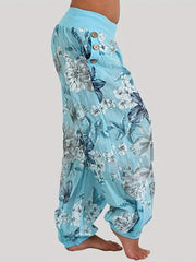 Women's Plus Floral Print Wideband Waist Joggers