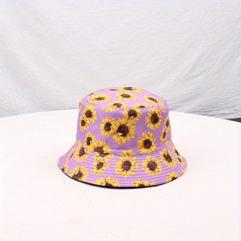 Sunflower Double sided Bucket Hat Sunshade All match Men Women