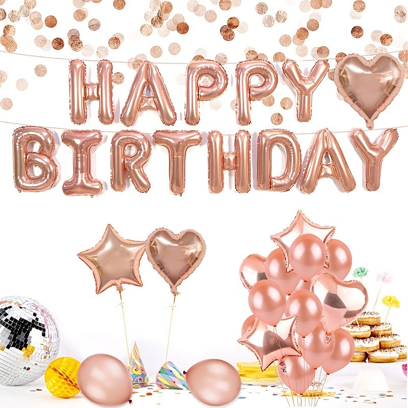 20pcs Rose Golden Birthday Balloon Set - Party Decorations