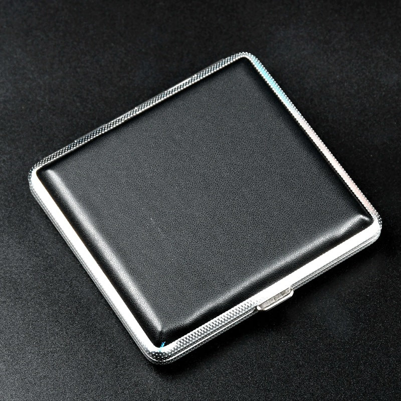 Leather Cigarette Case 20 Packs Men's Storage Box Windproof Cigarette Case