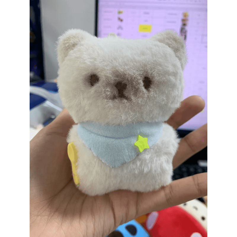 Cartoon Siamese Cat Plush Toy Keychain Soft Stuffed Animal with Expressive Eyes