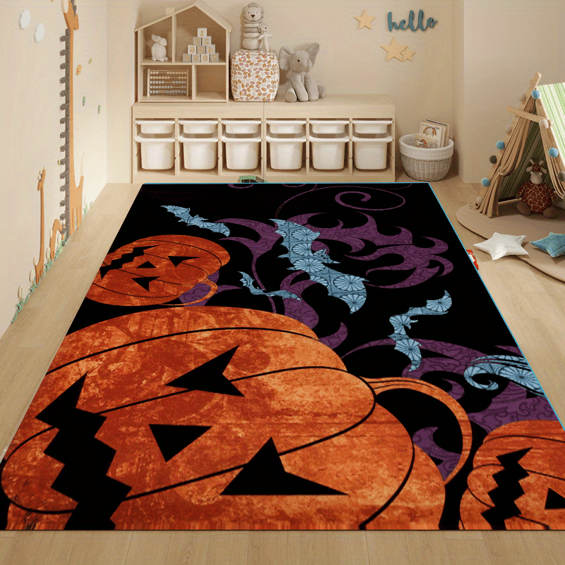 Autumn Pumpkin Pattern Carpet Anti Slip Fun Washable Rug Halloween Decor