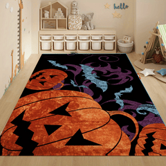 Autumn Pumpkin Pattern Carpet Anti Slip Fun Washable Rug Halloween Decor