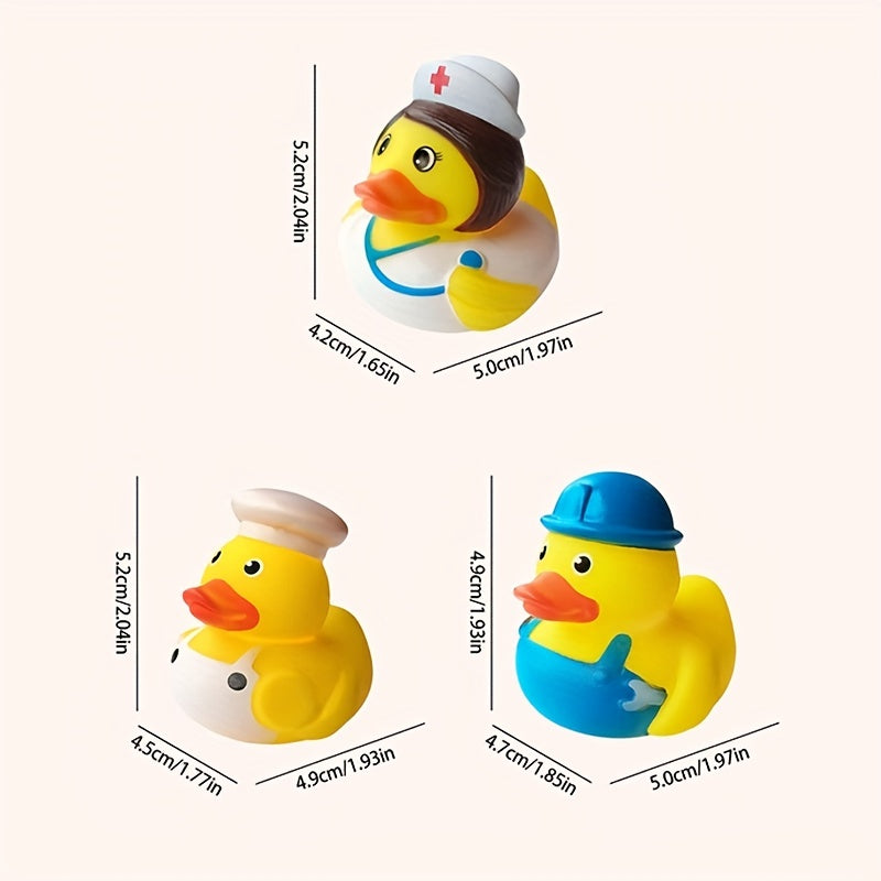3pcs Yellow Duck Bath Toy Sound Play Water Floating Duck