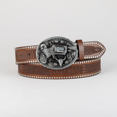 Men's Pistol Pattern Buckle Belt for Pants Jeans