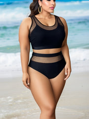  Mesh Tank Bra & High Waisted Panty Swimsuit Set
