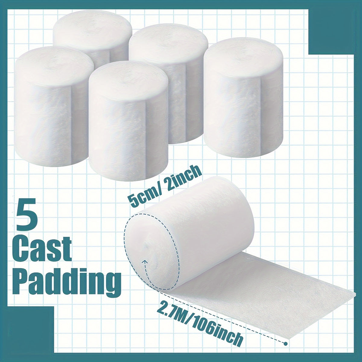 5 Rolls Cast Pad Soft Gauze Bandage for Halloween Crafts