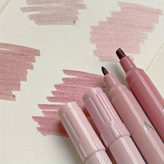 4pcs Pink Double Headed Highlighter Pens Water Based Quick Dry For School Office