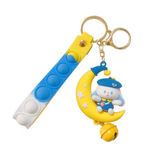 Cartoon Moon Rabbit Silicone Keychain School Bag Pendant