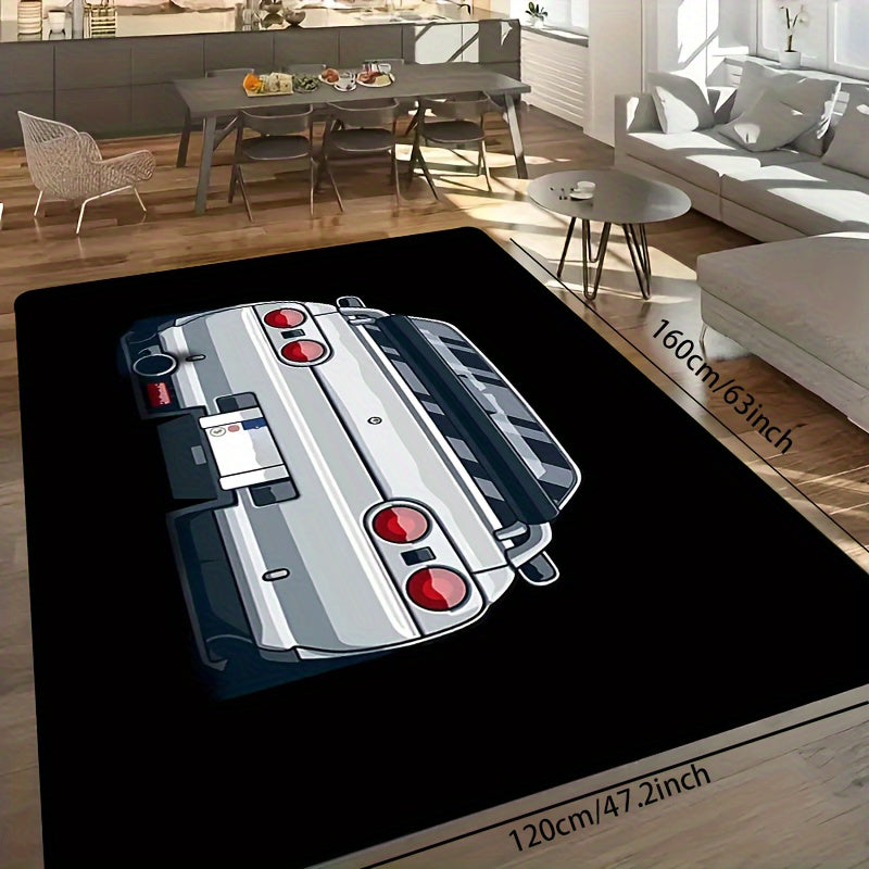 Sports Car Pattern Area Rug Non Slip Colorful Indoor Carpet
