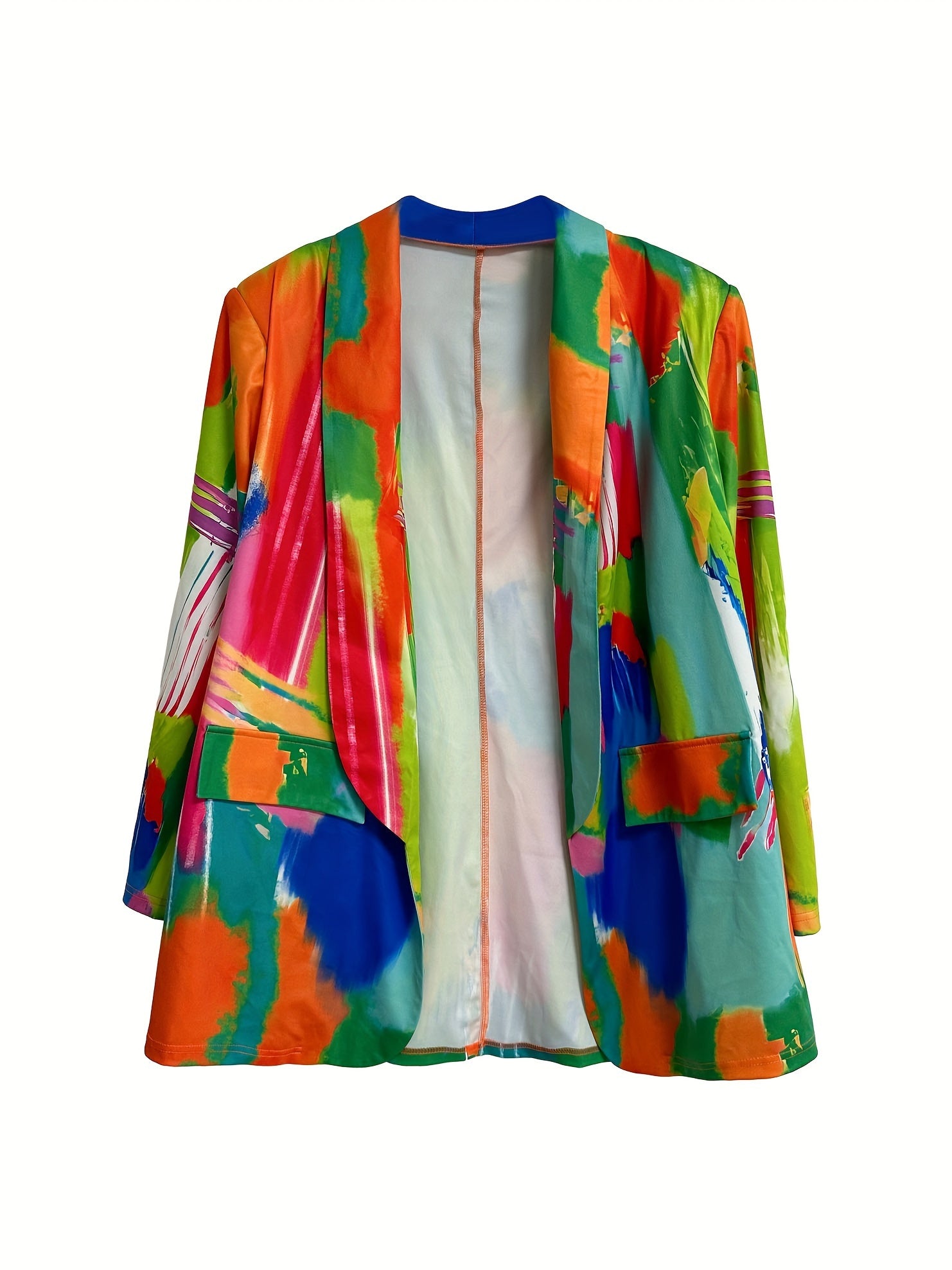 Tie Dye Long Sleeve Open Front Blazer