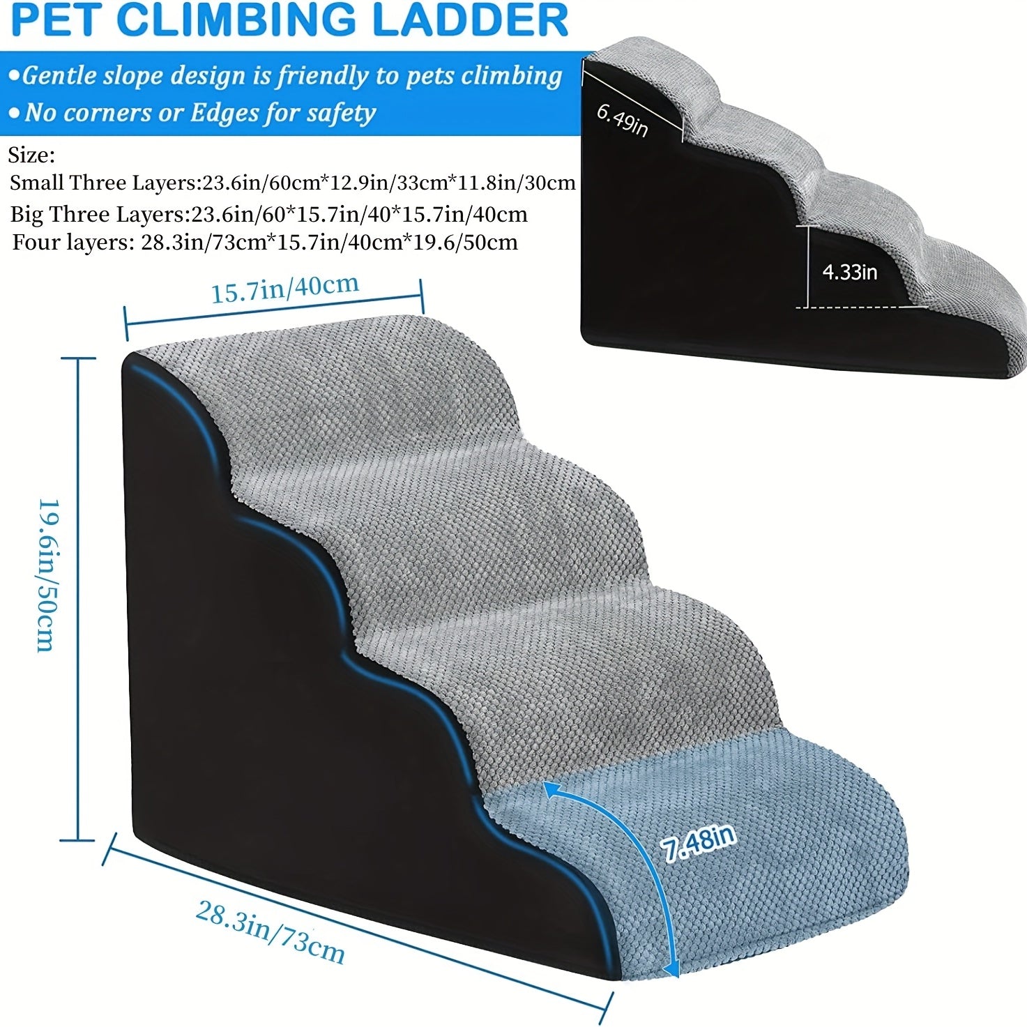 Small Dog Stairs Ramp Climbing Steps Cat Portable Dog Stairs