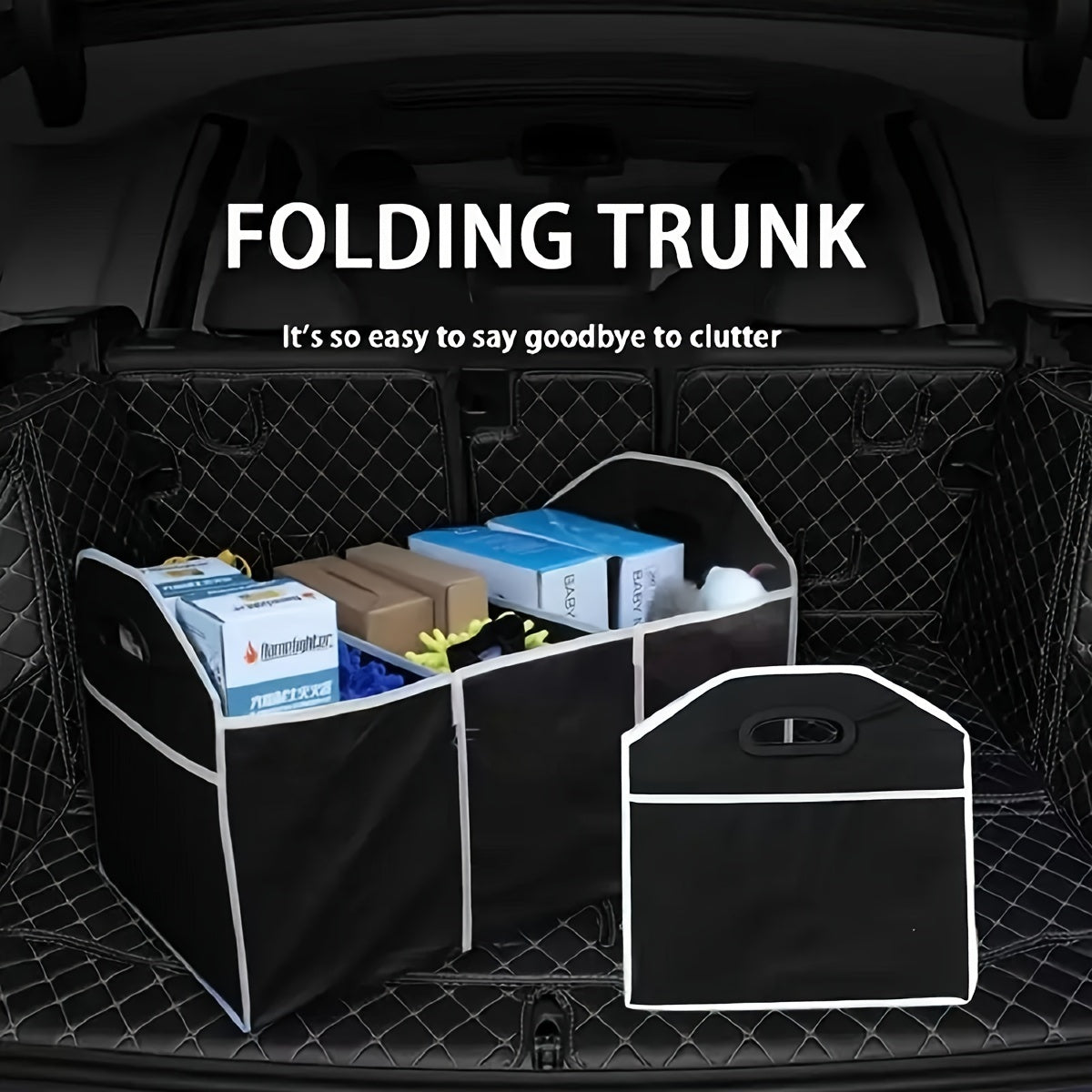 Car Trunk Storage Box Collapsible Organizer 3 Compartments Interior Accessories