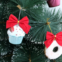 12pcs Bow Christmas Decorations Red Golden Silvery Bows Tree Pendants