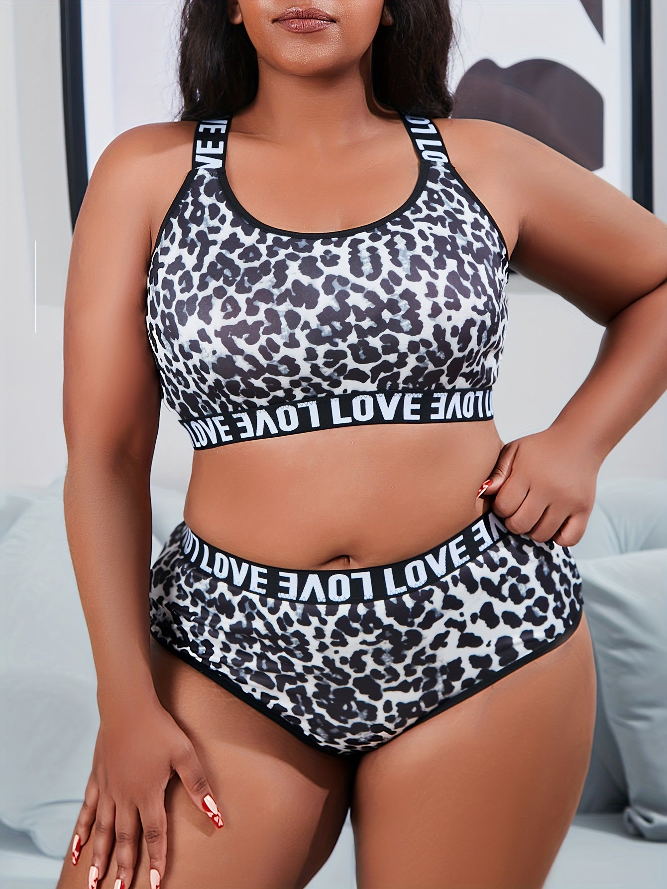  Leopard Print Sports Lingerie Set