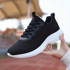 Soft Thick Bottom Shock Absorption Woven Shoes Mesh Breathable Running Shoes