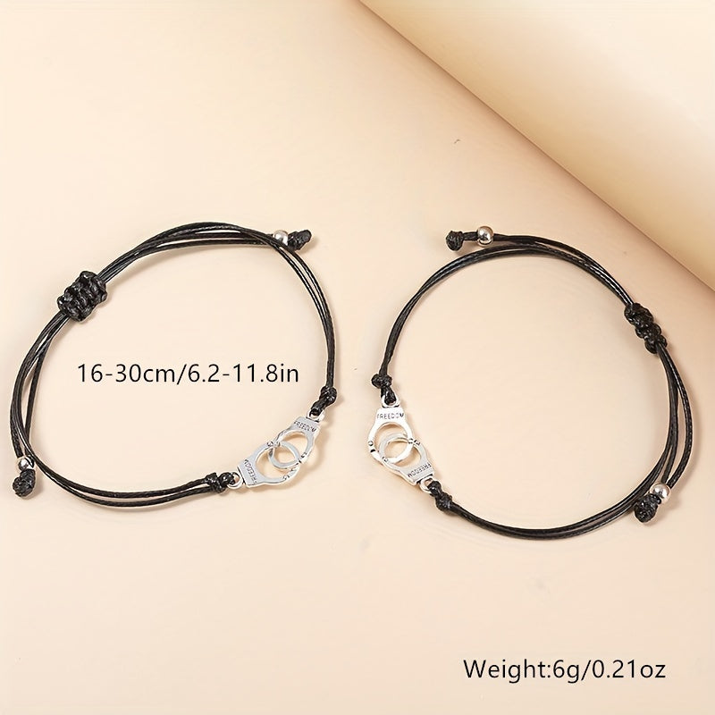 Freedom Braided Couple Bracelets 2pcs Set