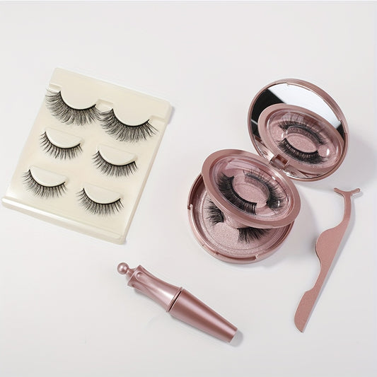 5 Pairs Magnetic Eyelashes and Eyeliner Kit with 2 Reusable 3D Lashes