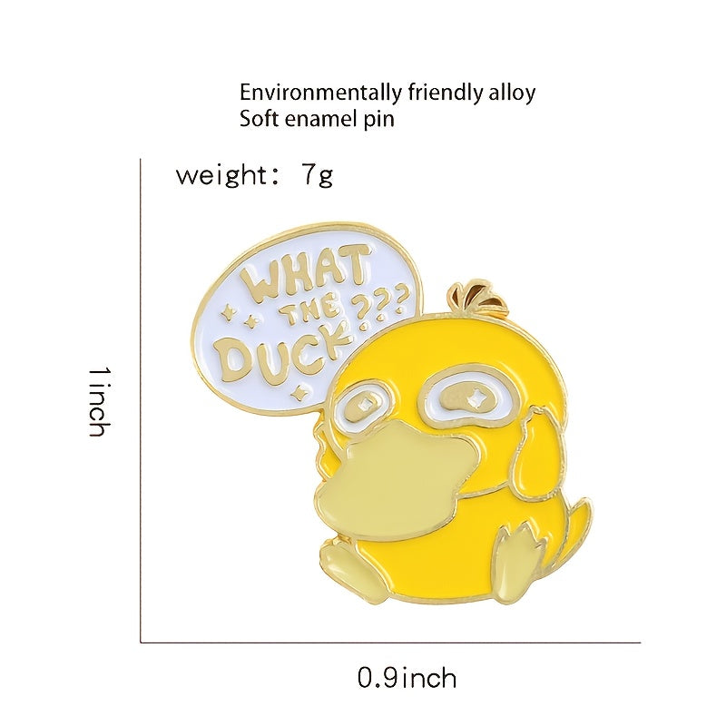 Yellow Duck 'What The Duck' Cartoon Enamel Pin Button