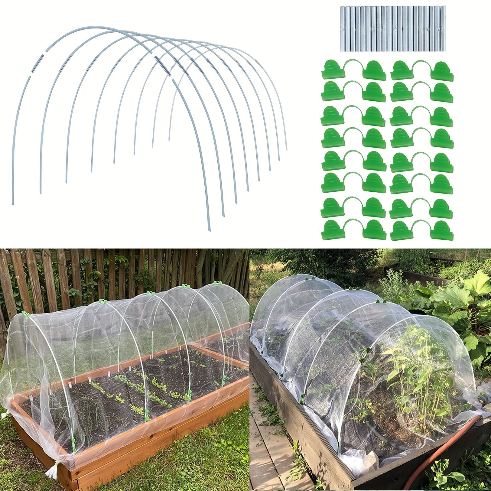 25pcs Greenhouse Hoops Rust Fiberglass Support Frame For Plant Grow Tunnel