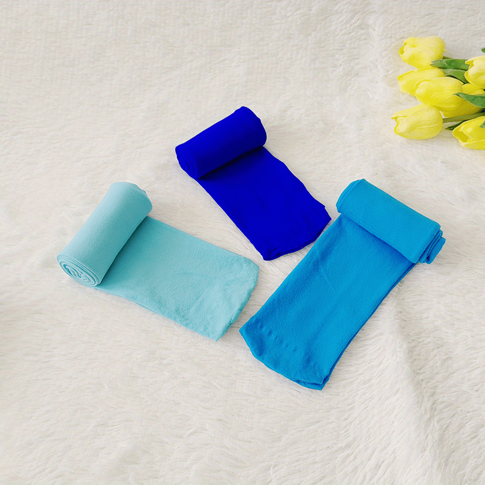 3 Pairs Solid Thigh High Socks Elastic Over The Knee Women's Stockings