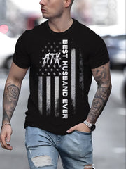 Flag Pattern Print Men's Short Sleeve Comfy T-shirt