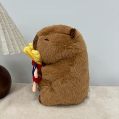 Capybara Plush Toy 8.66in Soft Stuffed Animal with French Fries & Cupcake